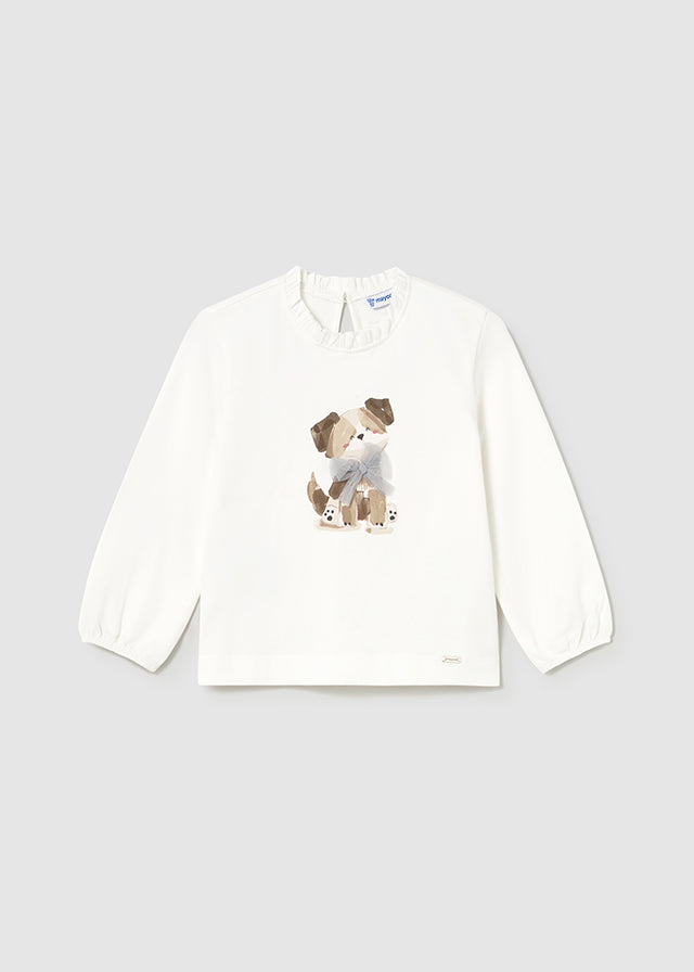 T-SHIRT CON CAGNOLINO E FIOCCHETTO GRIGIO