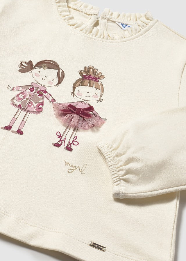 T-SHIRT CON BAMBOLINE più FIOCCHETTO BORDEAUX