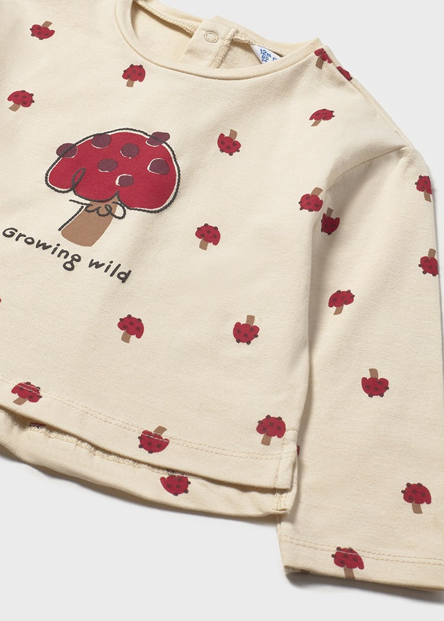 T-SHIRT CON STAMPA ALL-OVER FUNGHI ROSSI