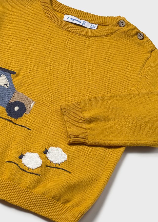 MAGLIONCINO GIALLO CON TRATTORI BLU