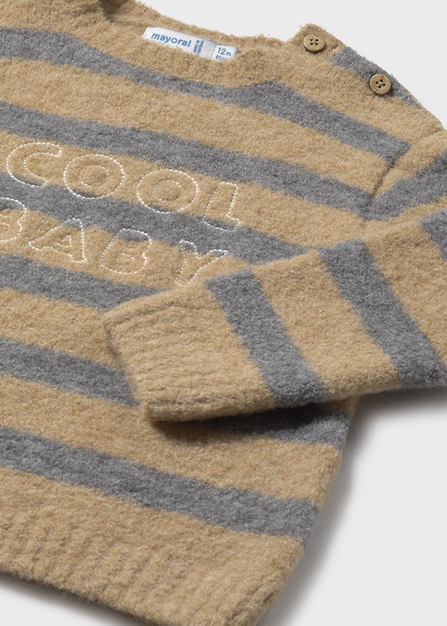 MAGLIONE RIGA GRIGIO BEIGE EFFETTO BOUCLE