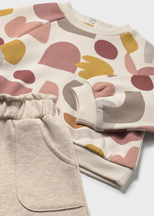 COMPLETO FELPA A STAMPA GEOMETRICA più PANTALONI A PALAZZO