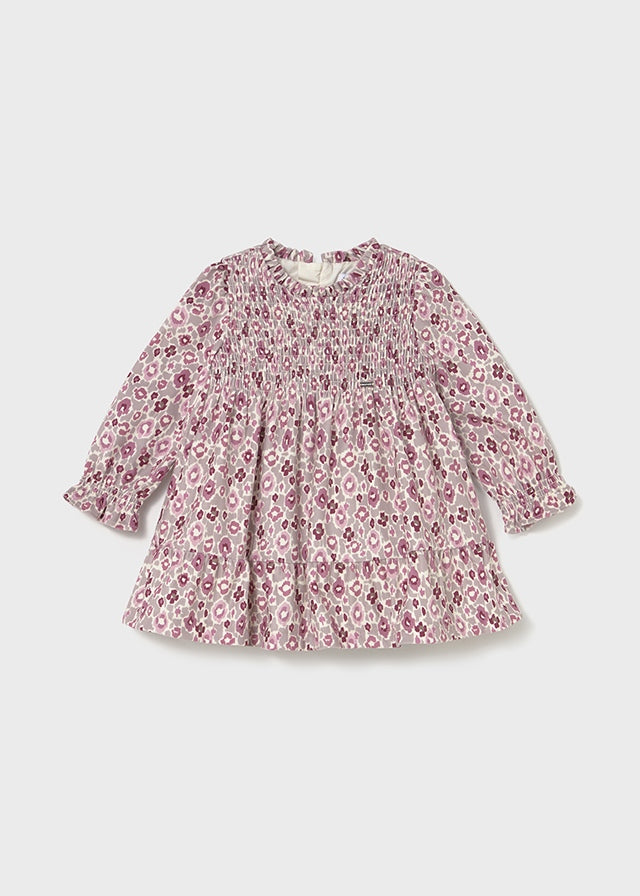 VESTITO ROSA E GRIGIO STAMPA A FIORI E NIDO D'APE