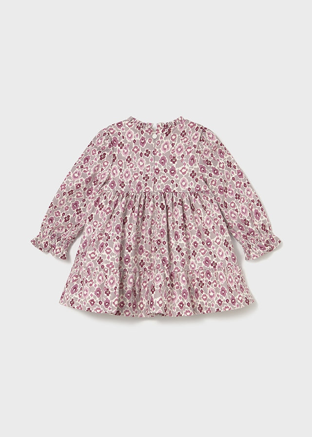 VESTITO ROSA E GRIGIO STAMPA A FIORI E NIDO D'APE