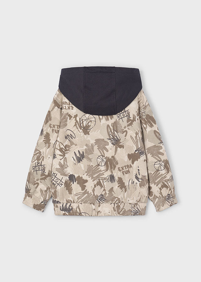 FELPA CON CAPPUCCIO E STAMPA ALL-OVER BASKET