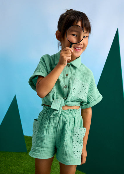 COMPLETO VERDE SMERALDO CON CAMICIA E PANTALONCINO