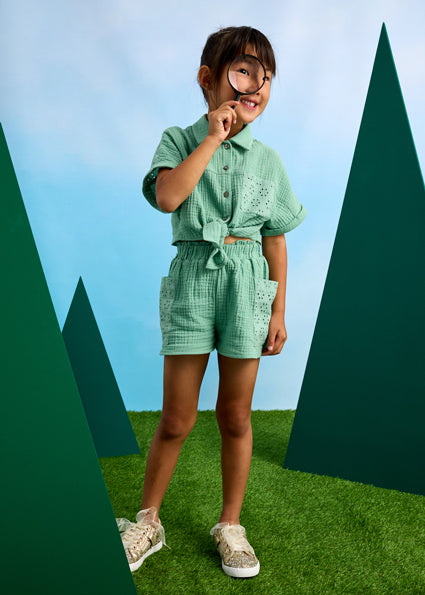 COMPLETO VERDE SMERALDO CON CAMICIA E PANTALONCINO