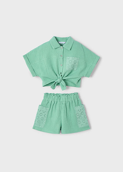 COMPLETO VERDE SMERALDO CON CAMICIA E PANTALONCINO