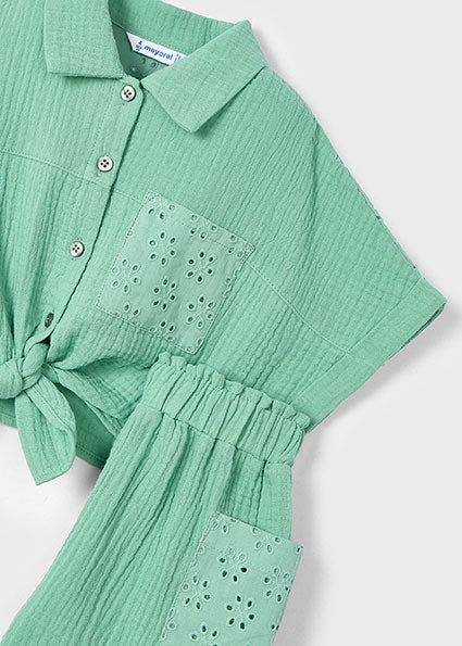 COMPLETO VERDE SMERALDO CON CAMICIA E PANTALONCINO