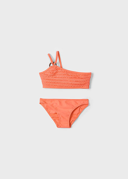 COSTUME MONOSPALLA LAVORATO COLOR ARANCIO