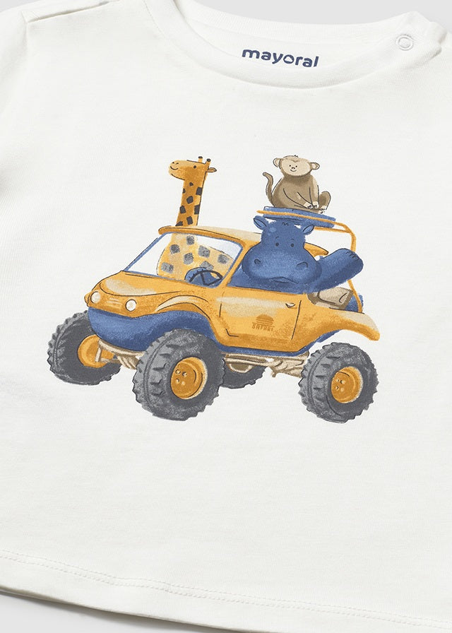 T-SHIRT MANICHE CORTE STAMPA ANIMALI GIUNGLA BLU