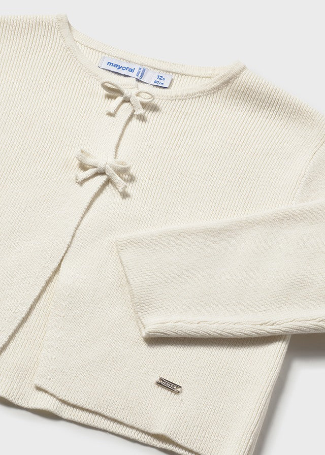 CARDIGAN BIANCO CON FIOCCHI