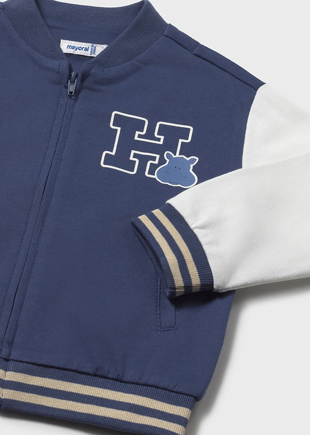 FELPA BLU CON ZIP STAMPA RINOCERONTE