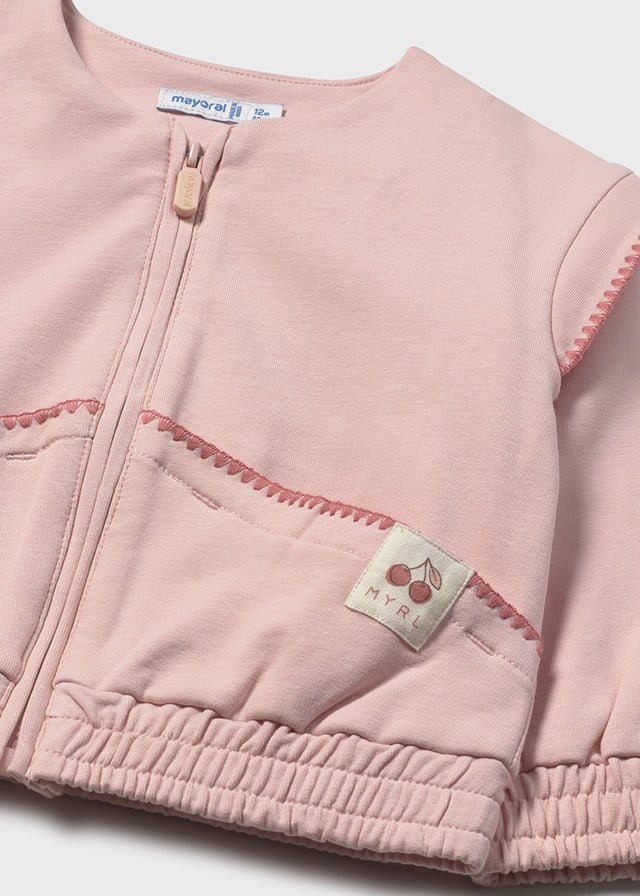 FELPA ROSA CON ZIP E CAPPUCCIO