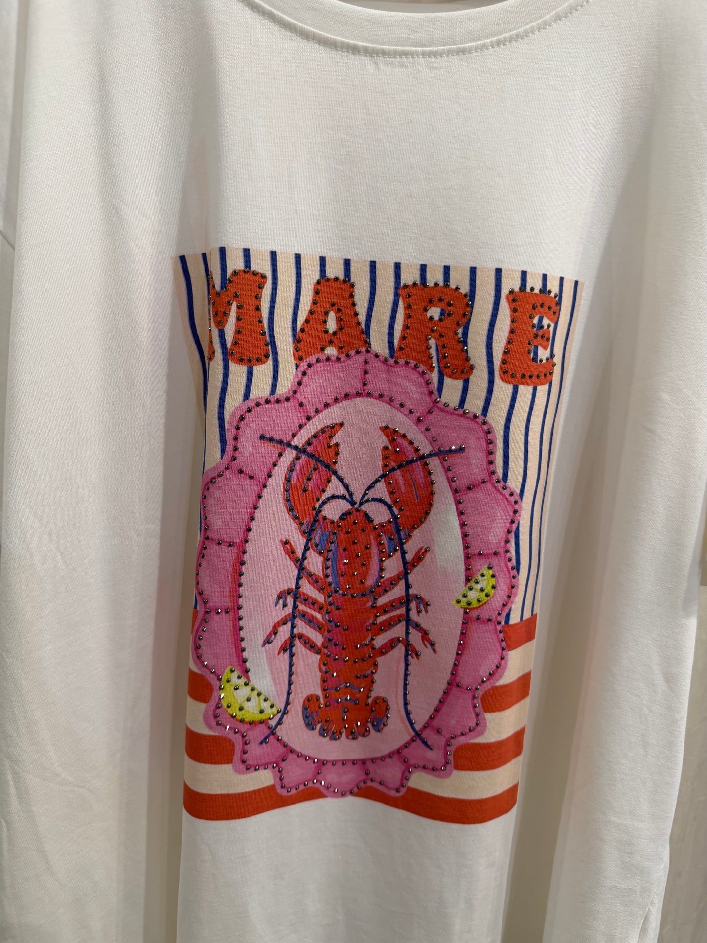 T-shirt bianca tema aragosta
