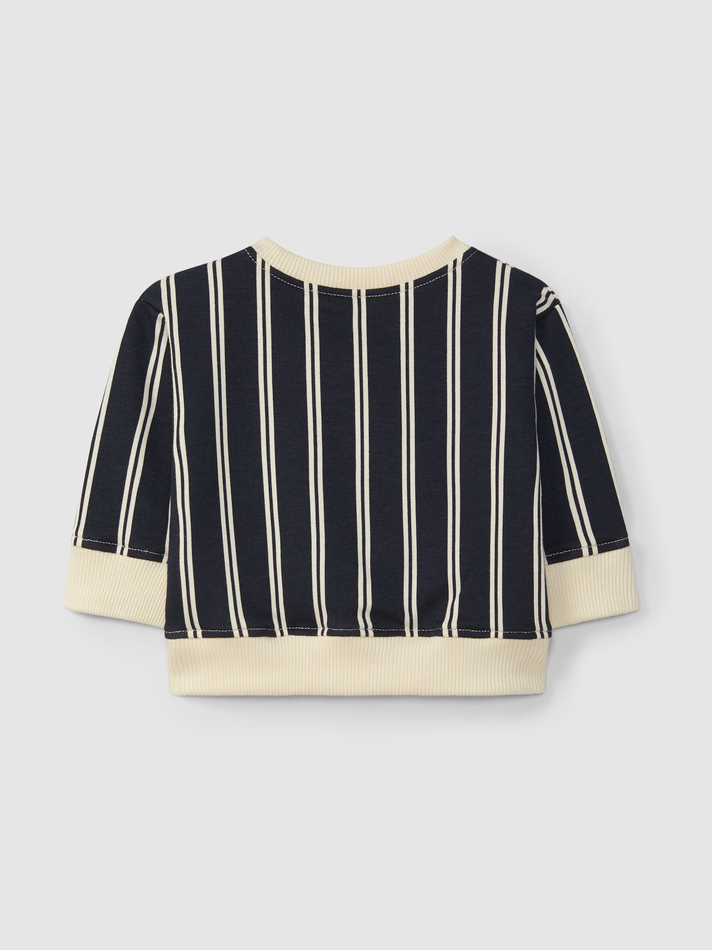 FELPA GIROCOLLO GESSATA BLU E BIANCA CON TEMA CASETTA