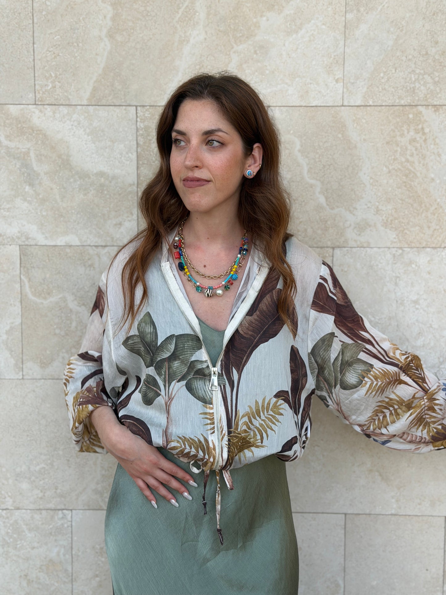 Bomber effetto camicia palme