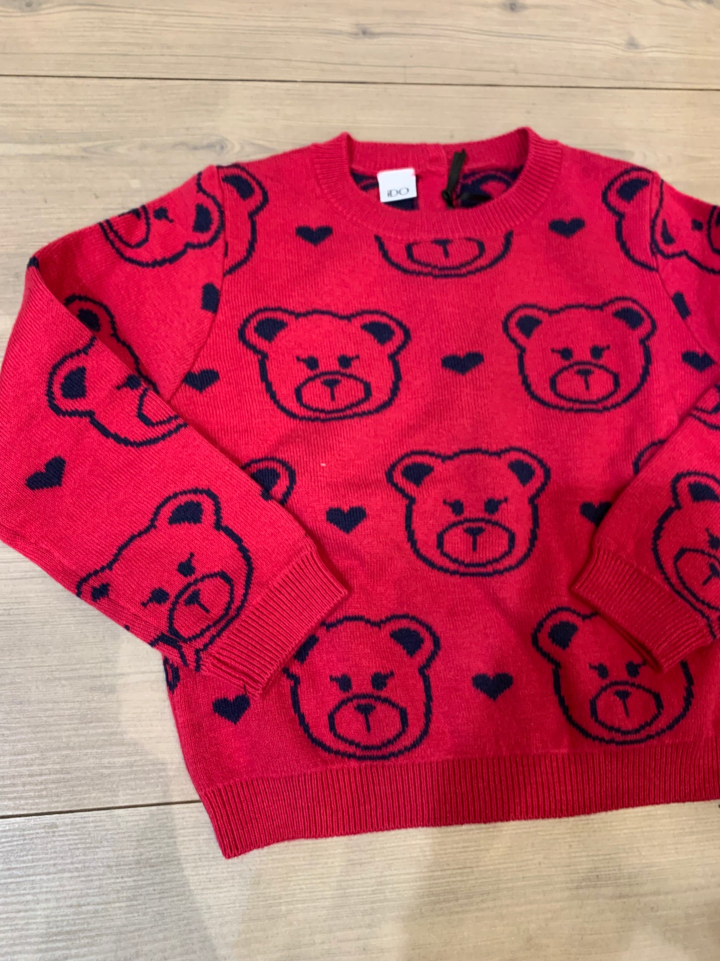 MAGLIONCINO FUCSIA STAMPA ALL-OVER ORSETTI BLU