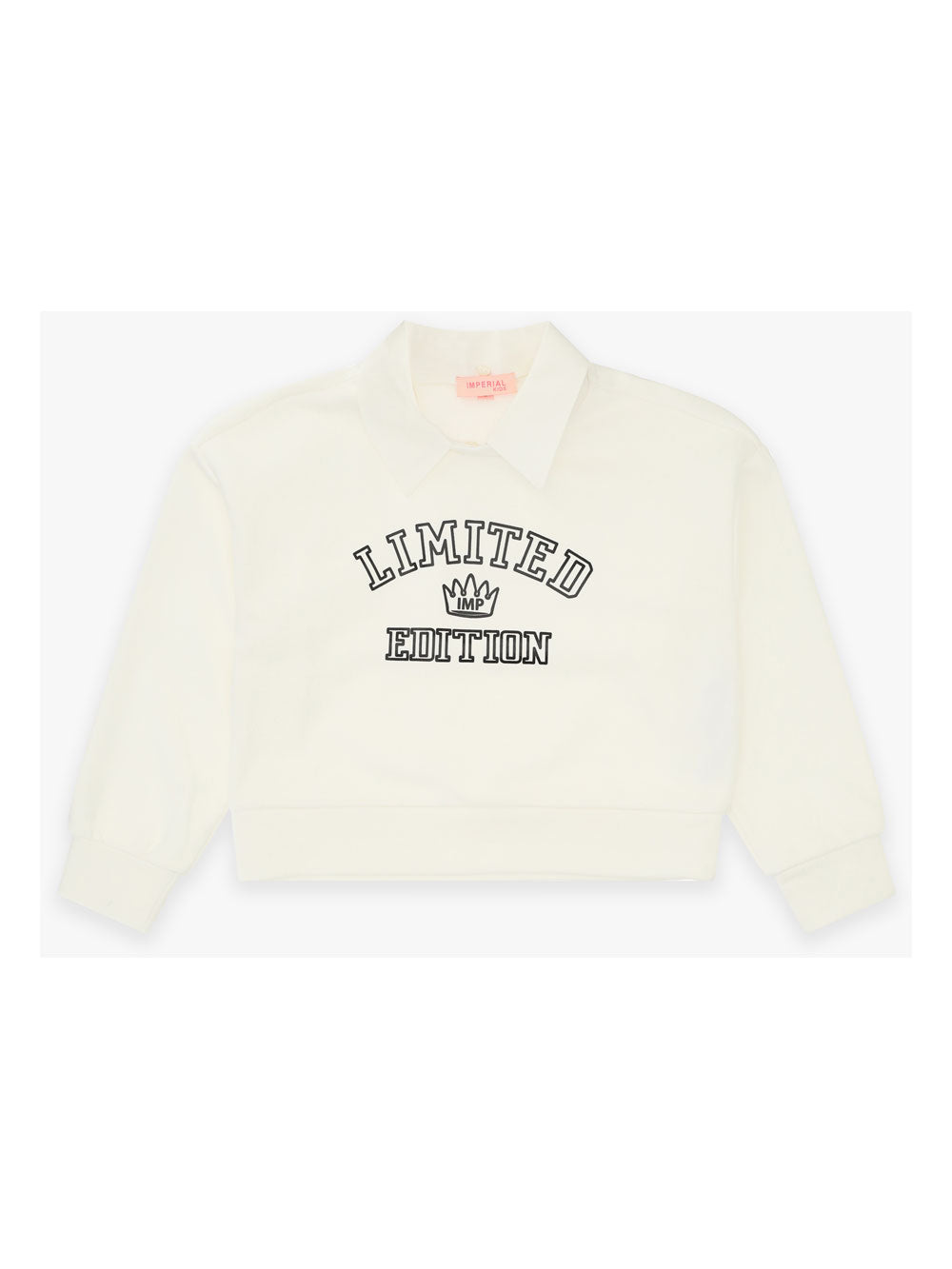 FELPA CON SCRITTA E COLLO DI CAMICIA REMOVIBILE