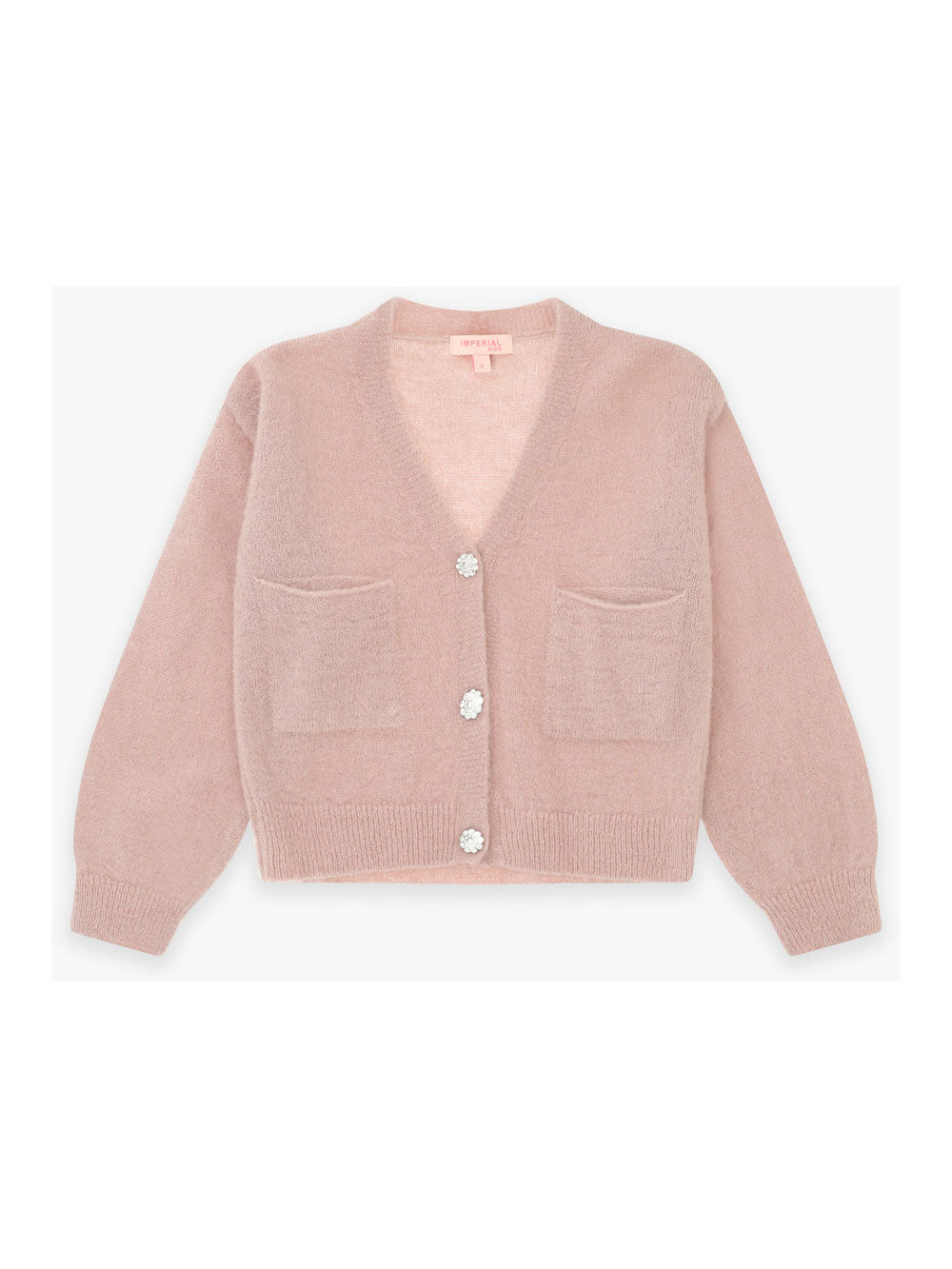 CARDIGAN COLOR BAMBOLA CON BOTTONCINI CON BRILLANTINI