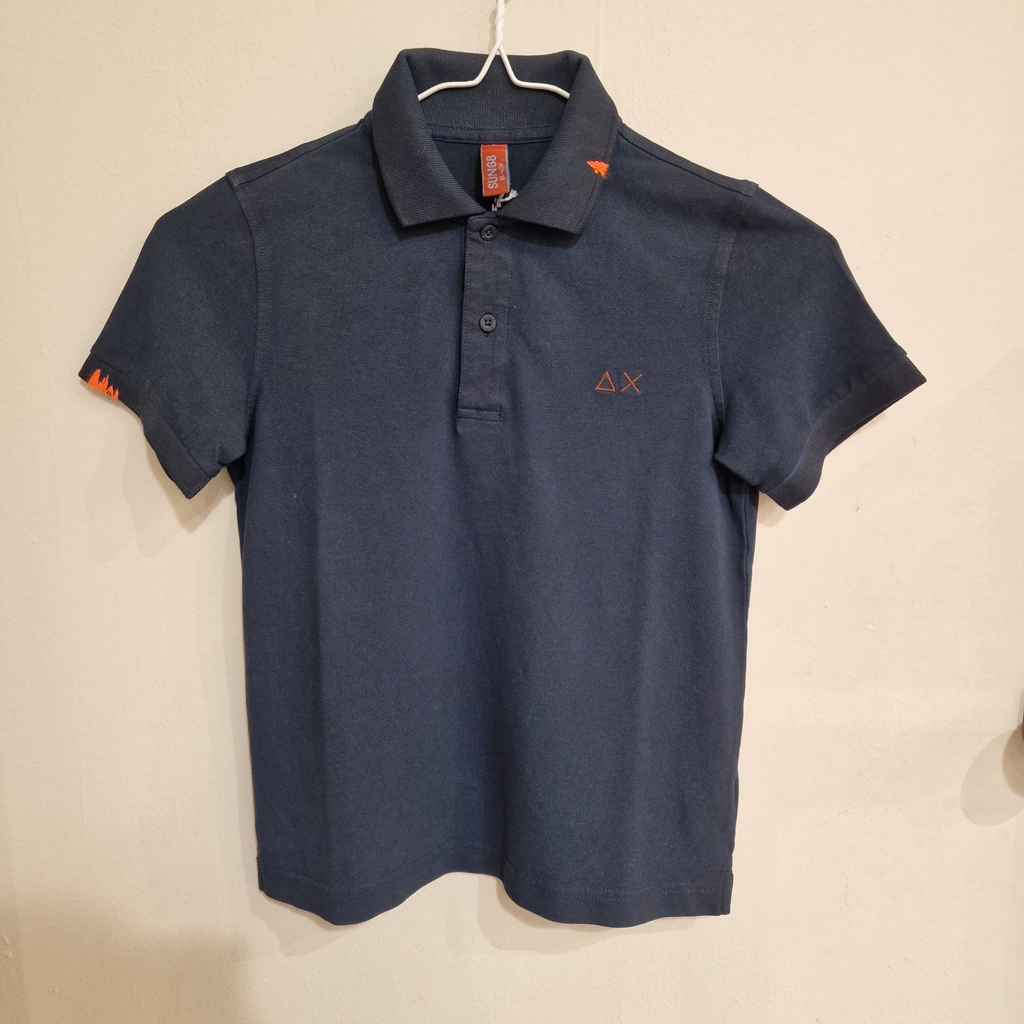 POLO BLU CON LOGO ARANCIO IN PIQUET