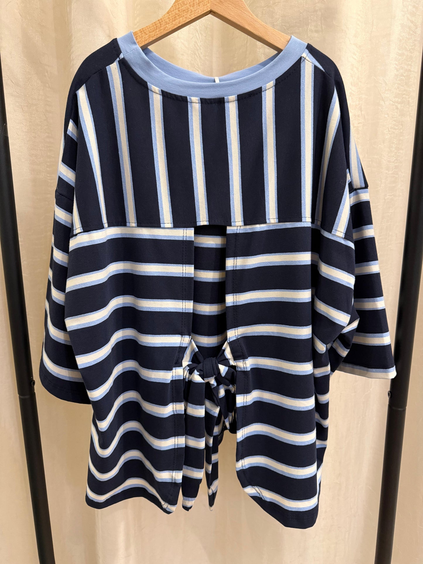 t-shirt manica corta riga azzurra e blu