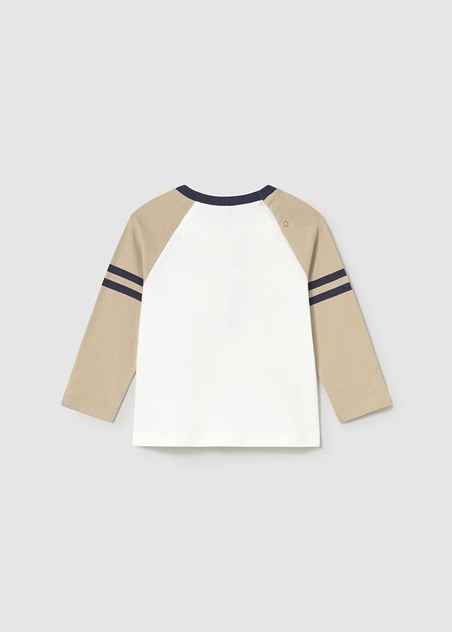 T-SHIRT MANICA LUNGA TEDDY CON BORDATURA BEIGE