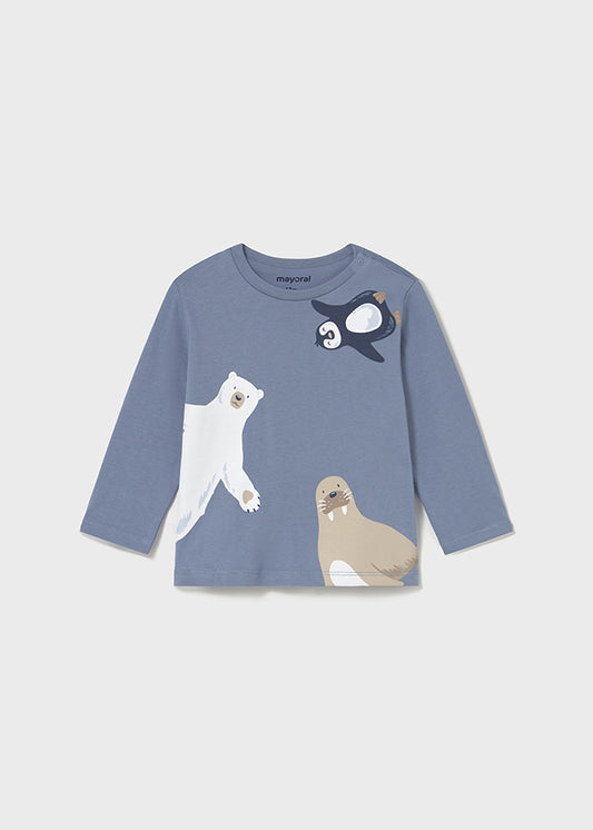T-SHIRTMANICA LUNGA  STAMPA ANIMALI POLARI