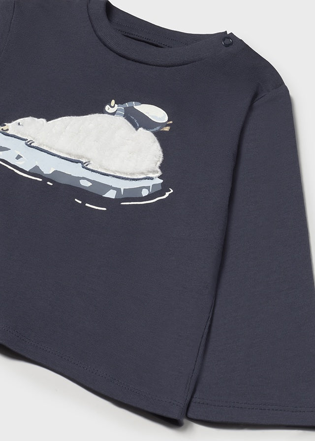 T-SHIRT BLU CON STAMPA POLARE