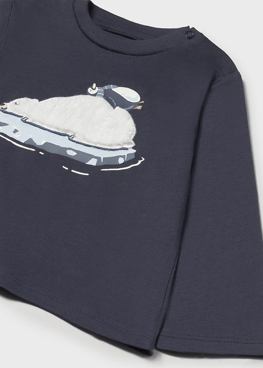 T-SHIRT BLU CON STAMPA POLARE