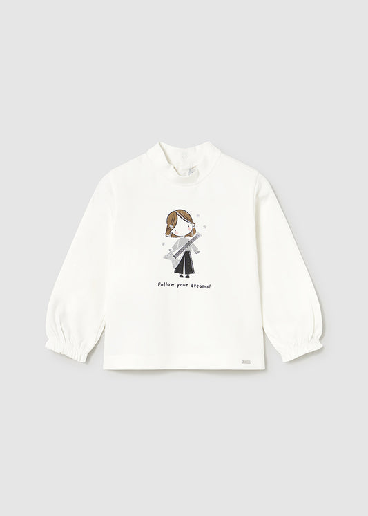 T-SHIRT CON BAMBOLINA E CHITARRA