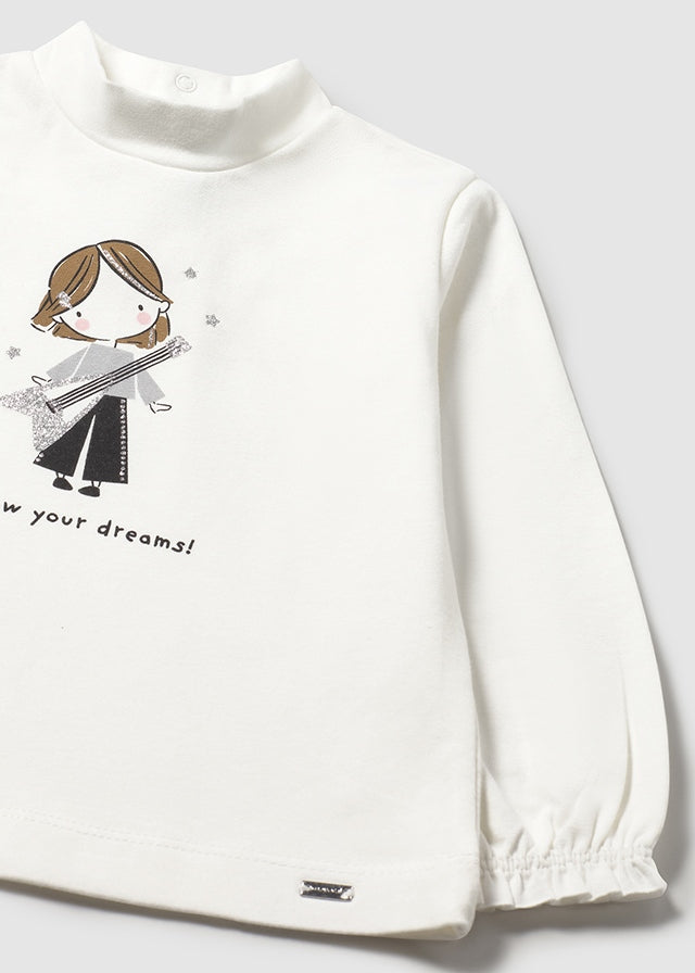 T-SHIRT CON BAMBOLINA E CHITARRA