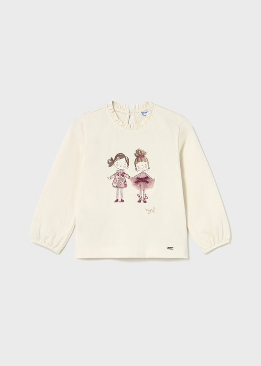 T-SHIRT CON BAMBOLINE più FIOCCHETTO BORDEAUX