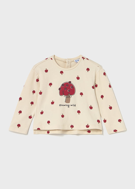 T-SHIRT CON STAMPA ALL-OVER FUNGHI ROSSI
