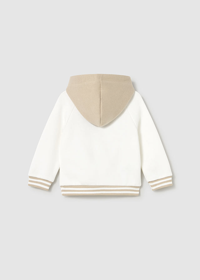 FELPA CON STAMPA ORSETTO E CAPPUCCIO COLOR CAPPUCINO