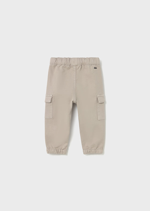 PANTALONE EFETTO DENIM MODELLO CARGO COLOR CREMA