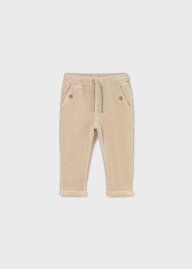 PANTALONE JOGGER IN VELLUTO COSTA LARGA COLOR PANNA