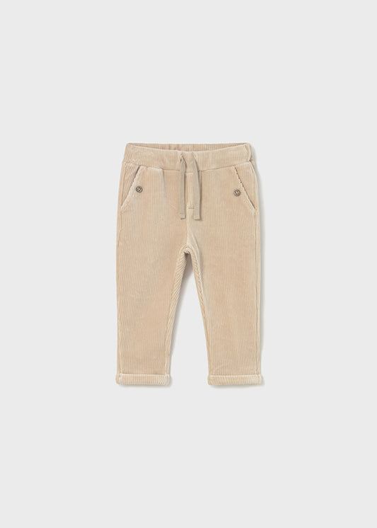 PANTALONE JOGGER IN VELLUTO COSTA LARGA COLOR PANNA