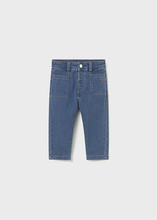 PANTALONI COLOR JEANS CON FIOCCHETTO