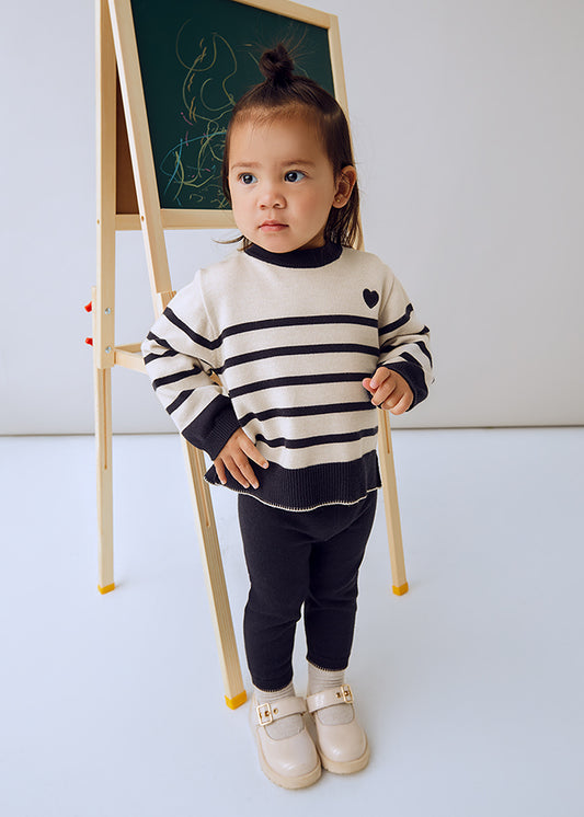 COMPLETO MAGLIONCINO A RICHE BLU E PANNA più LEGGINGS BLU