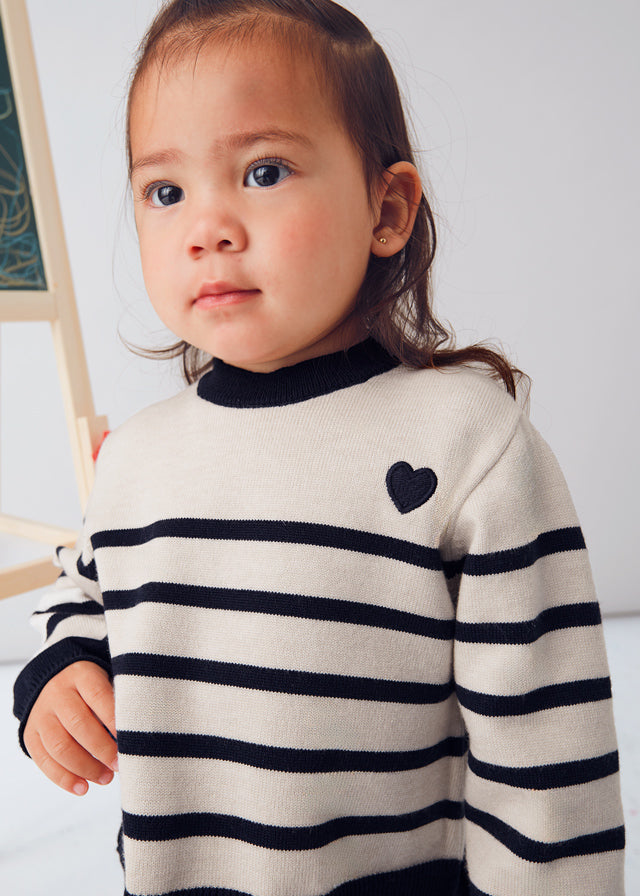 COMPLETO MAGLIONCINO A RICHE BLU E PANNA più LEGGINGS BLU