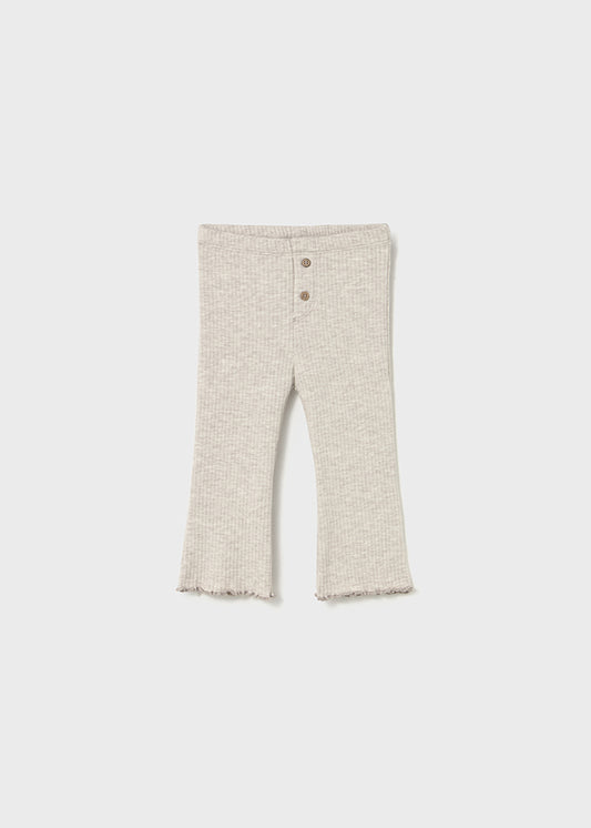 LEGGINGS FLARE COLOR NEUTRO CON BOTTONCINI