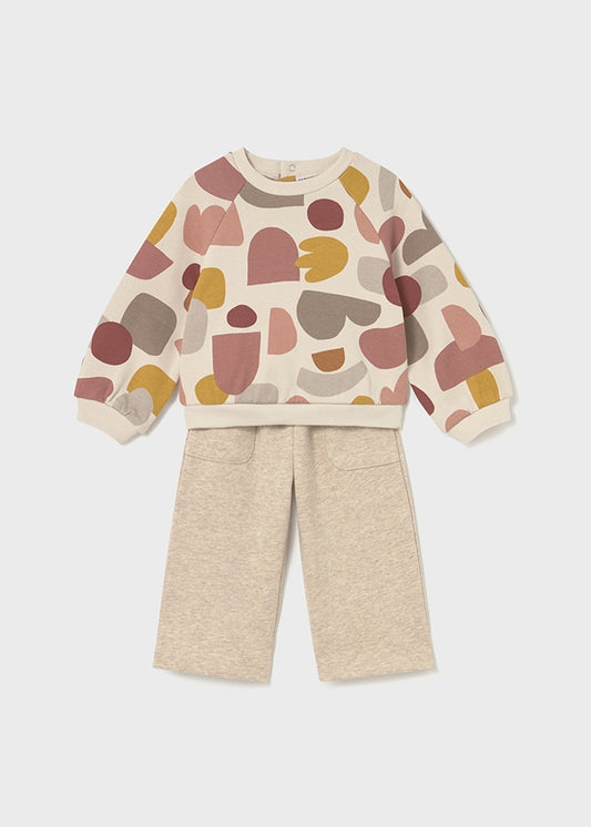 COMPLETO FELPA A STAMPA GEOMETRICA più PANTALONI A PALAZZO
