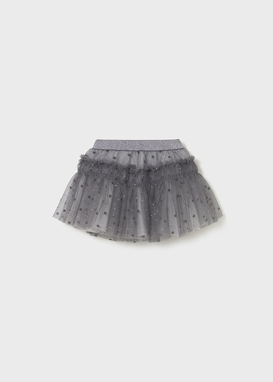 GONNA GRIGIA IN TULLE CON STELLINE E BRILLANTINI