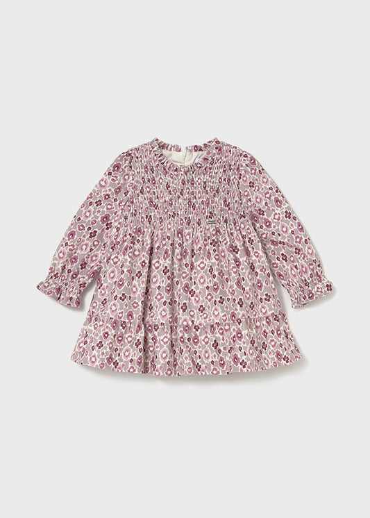 VESTITO ROSA E GRIGIO STAMPA A FIORI E NIDO D'APE