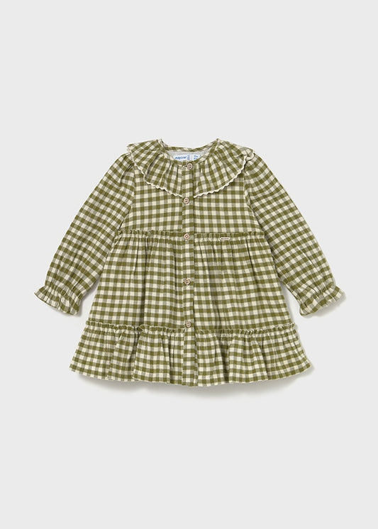 VESTITO A QUADRETTI VICHY VERDE E PANNA