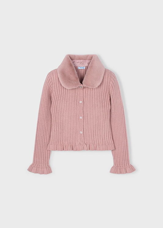 CARDIGAN TRICOT COLLETTO DI PELLICCIA REMOVIBILE