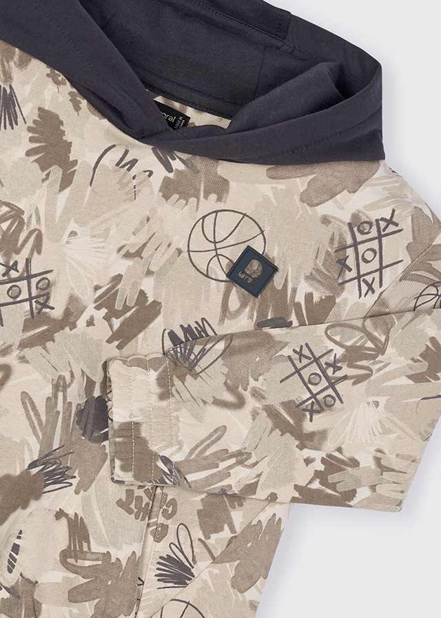 FELPA CON CAPPUCCIO E STAMPA ALL-OVER BASKET