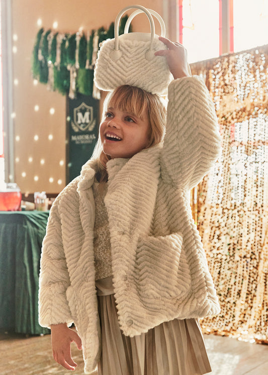 CAPPOTTO EFFETTO PELLICCIA COLOR GHIACCIO