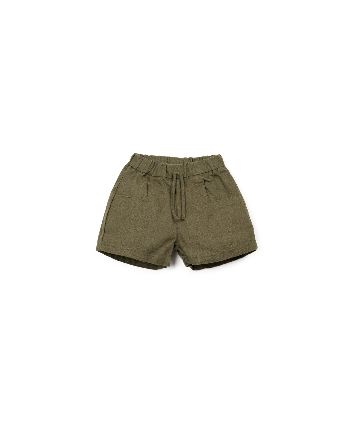 PANTALONE CORTO IN LINO VERDE MILITARE
